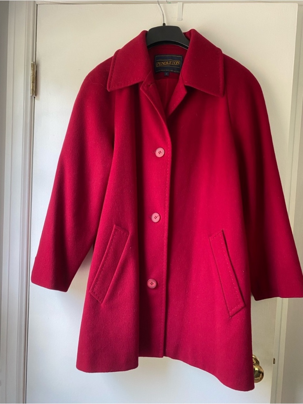 Pendleton Bright Red Wool Pea Coat